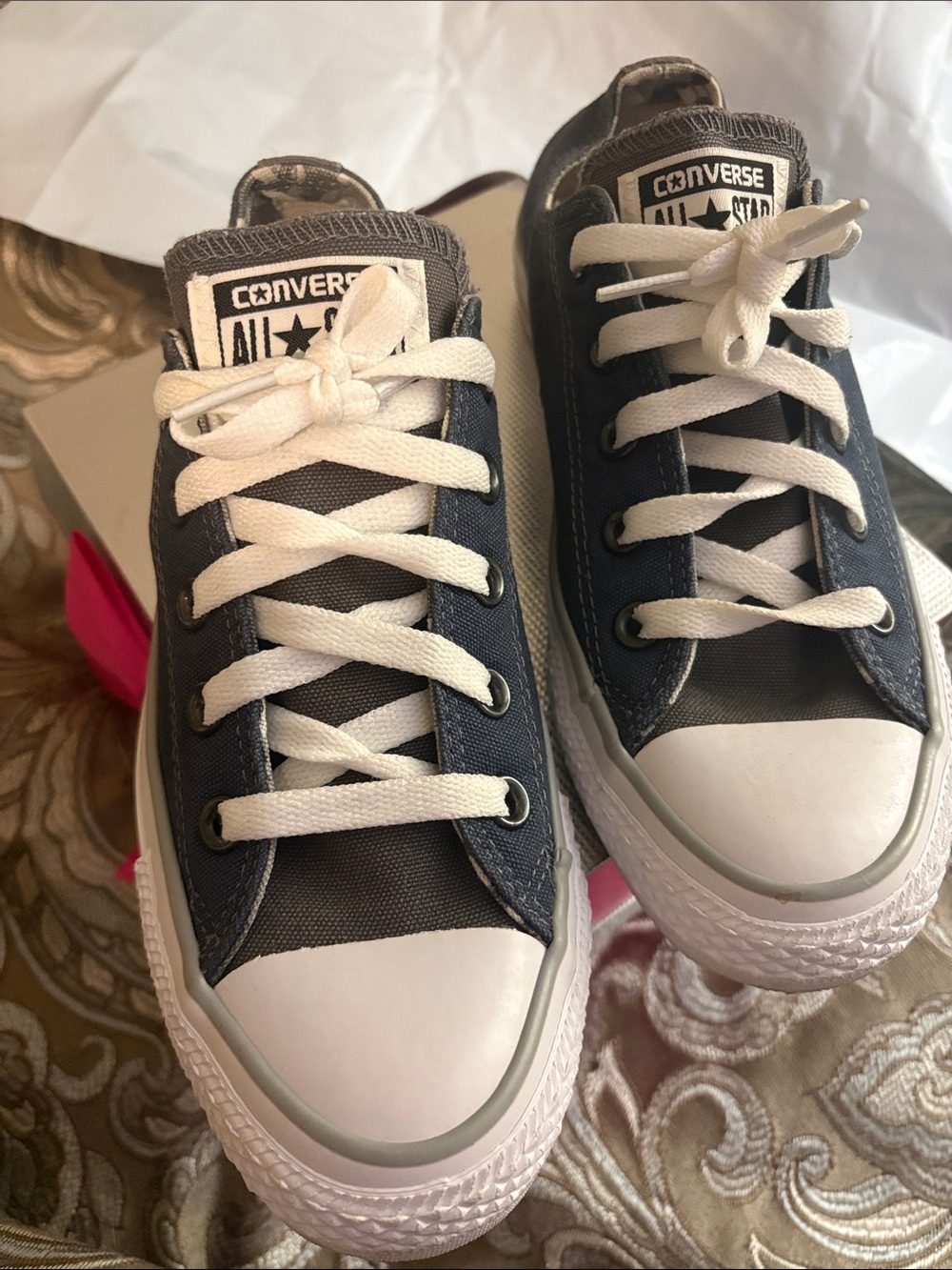 Converse Teo Tone Canvas Low Top Sneakers with White Accents